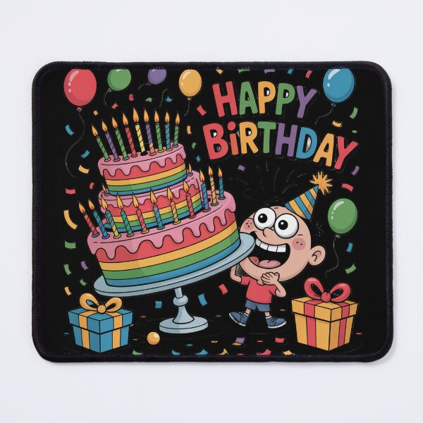 Item preview, Happy Birthday Rainbow Cake Surprise – Excited Kid with Giant Party Cake designed and sold by Midnight Veil Designs.