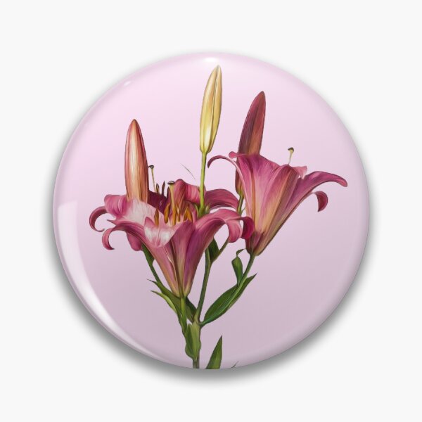 Item preview, pink lily on stem flower sticker  designed and sold by inainart.