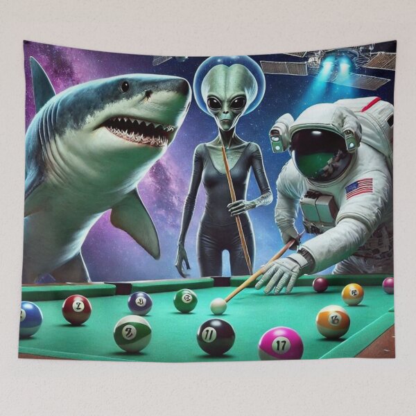 Item preview, Space Pool Party – Astronaut, Alien & Shark designed and sold by Dogandesighn.