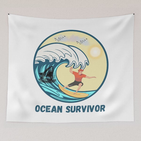 Item preview,  Ocean Survivor Vintage Shark Retro Marine Adventure Predator Design designed and sold by KapiPrint.