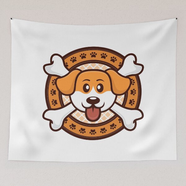Item preview, Cute Dog Mascot with Bone Frame and Paw Pattern Vector Illustration designed and sold by Oblique21.
