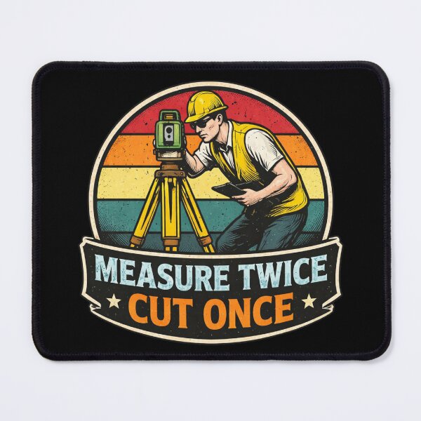 Item preview, Measure Twice Cut Once Retro Surveyor Design designed and sold by Virelo.