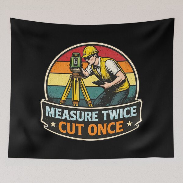 Item preview, Measure Twice Cut Once Retro Surveyor Design designed and sold by Virelo.