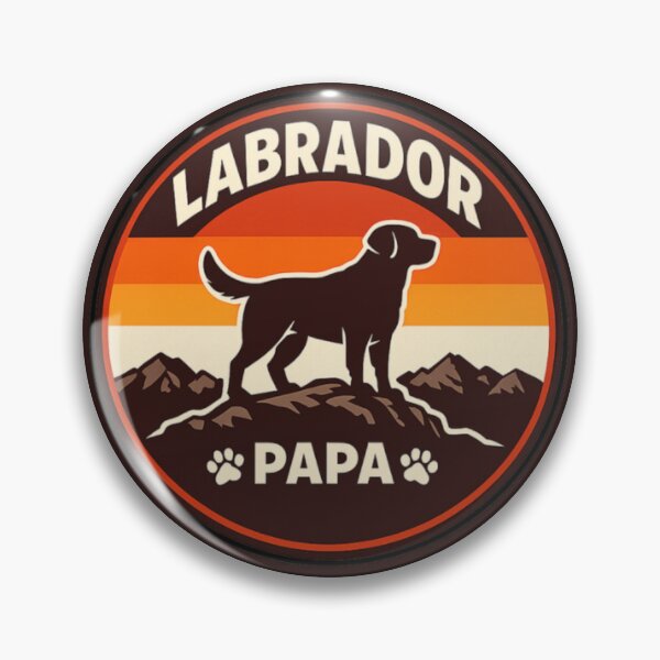 Item preview, Labrador Papa – Retro Sunset Silhouette Badge | Lab Dad Gift designed and sold by PawPrintCustom.
