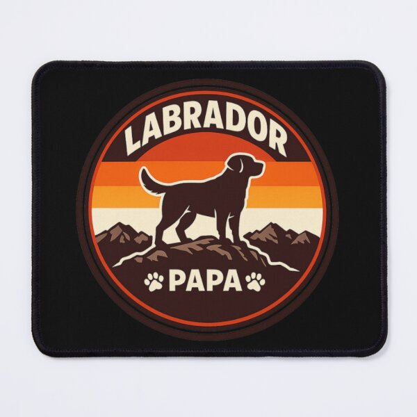 Item preview, Labrador Papa – Retro Sunset Silhouette Badge | Lab Dad Gift designed and sold by PawPrintCustom.