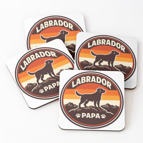 Item preview, Labrador Papa – Retro Sunset Silhouette Badge | Lab Dad Gift designed and sold by PawPrintCustom.