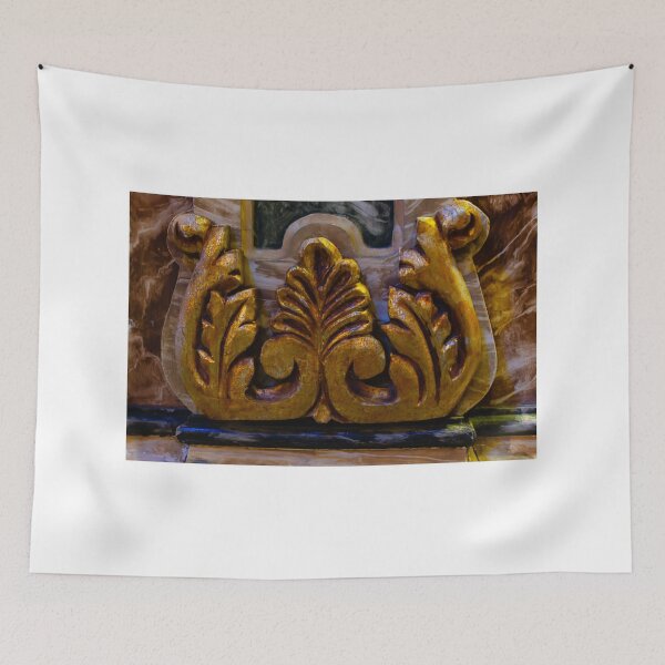 Item preview, Ornate Golden Carved Leaf Motif Architectural Ornament With Rich Gilded Details, Historical Decorative Facade designed and sold by Nmallia.