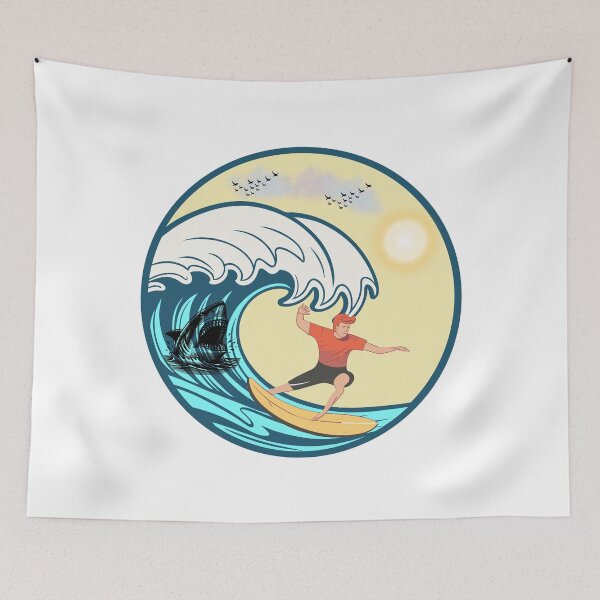 Item preview, Ocean Survivor Vintage Shark Retro Marine Adventure Predator Design designed and sold by KapiPrint.