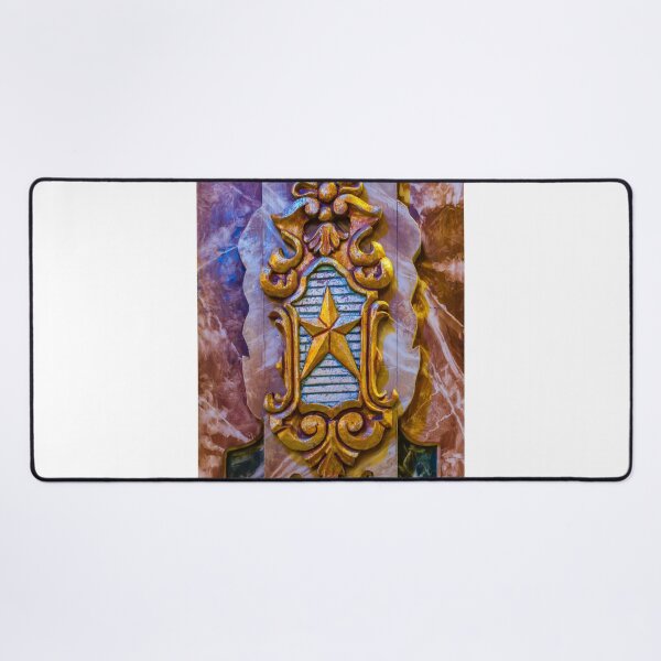 Item preview, Ornate Gold-Leaf Crest with Star Shield on Marble Backdrop, Baroque Carved Ornament Display designed and sold by Nmallia.