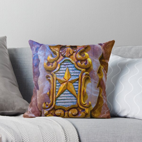 Item preview, Ornate Gold-Leaf Crest with Star Shield on Marble Backdrop, Baroque Carved Ornament Display designed and sold by Nmallia.