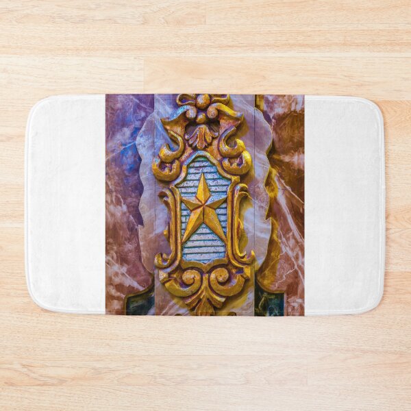 Item preview, Ornate Gold-Leaf Crest with Star Shield on Marble Backdrop, Baroque Carved Ornament Display designed and sold by Nmallia.