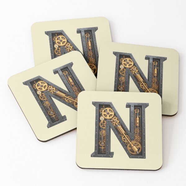 Item preview, Steampunk Letter N - Mechanical Gear Alphabet Initial, Vintage Industrial Monogram designed and sold by The Visual Syllabus.
