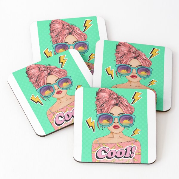 Item preview, Retro Pop Art Girl with Colorful Sunglasses – Summer Aesthetic Fashion Illustration designed and sold by OutofOfficeWear.