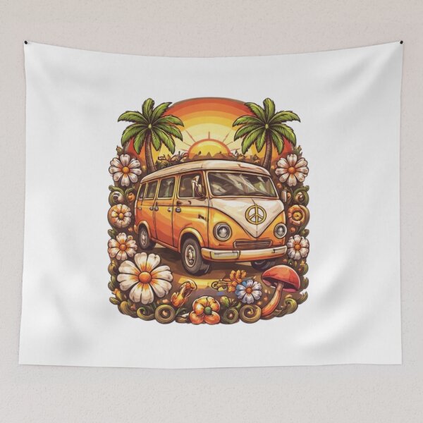 Item preview, Vintage Hippie Van – Retro 70s Boho Camper & Flower Power Design designed and sold by OutofOfficeWear.