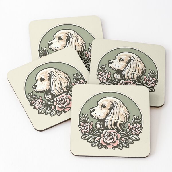 Item preview, Vintage English Toy Spaniel Portrait - Floral Dog Badge designed and sold by GREENZ0NE.