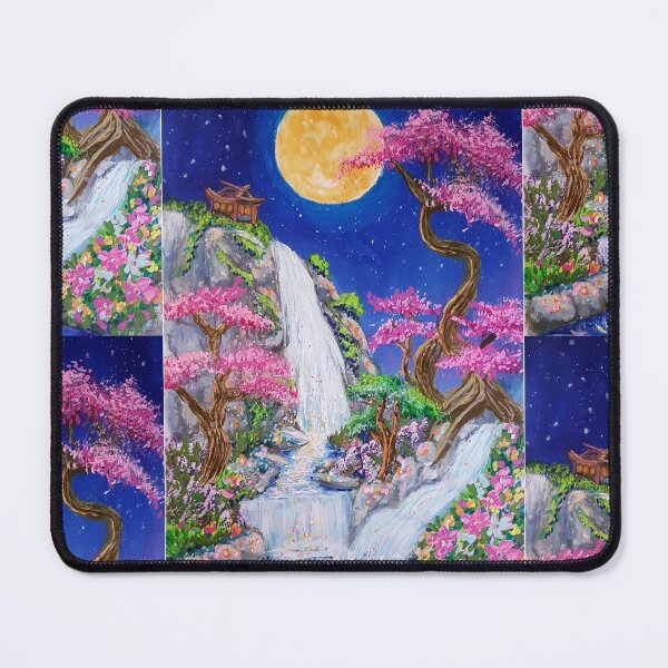 Item preview, Moonlit Waterfall Art designed and sold by ZiehrArt.