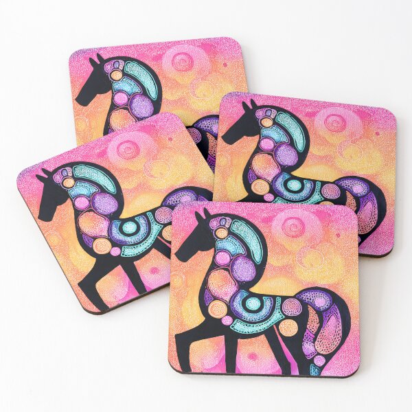 Item preview, Colorful stylized mandala horse against a bright background designed and sold by WhimsyArt ○ byGTL.