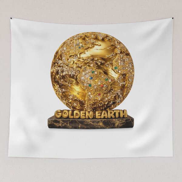 Item preview, Golden Earth – Luxury Gemstone Globe Sculpture designed and sold by Gletschie.