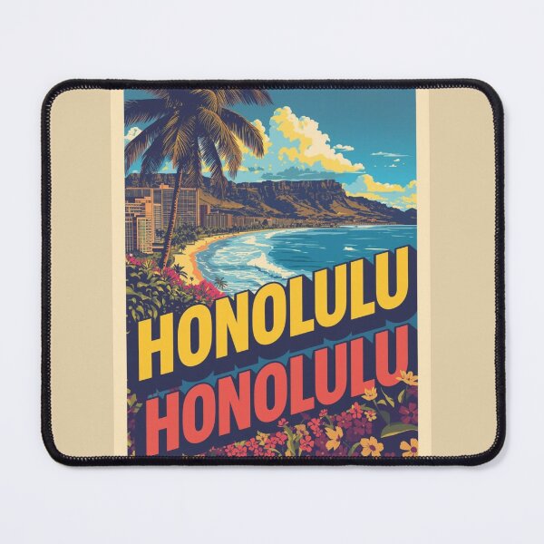 Item preview, Retro Honolulu Travel Poster | Vintage Hawaii Beach Illustration designed and sold by AM-little-shop.