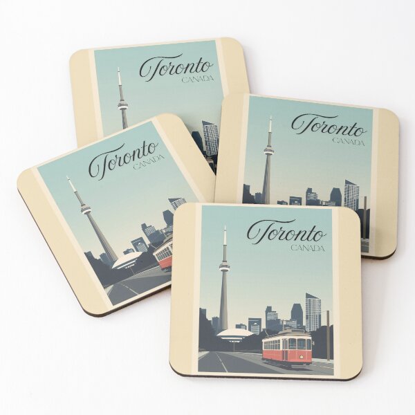 Item preview, Toronto CN Tower Vintage Travel Poster | Retro Streetcar Illustration designed and sold by AM-little-shop.