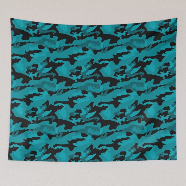 Artikelvorschau, Nahtloses Tarnmuster in Schwarz und Cyan entworfen und verkauft von pattern-archive.