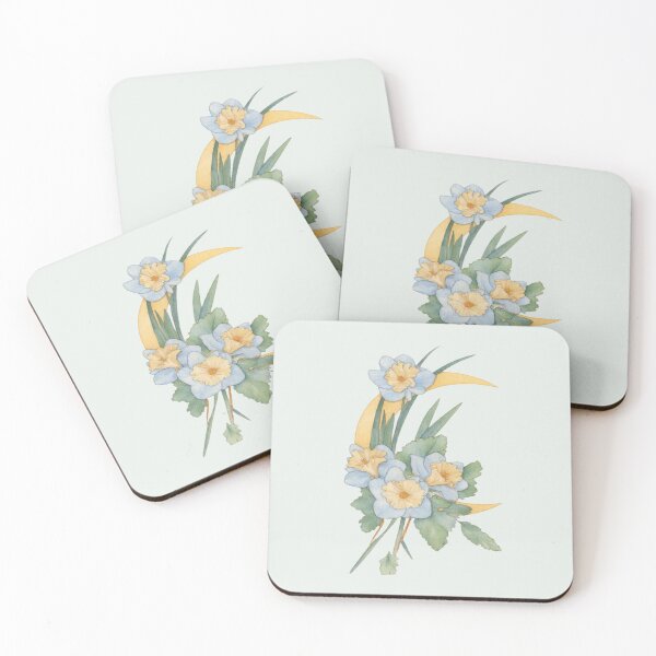 Item preview, Celestial Daffodil Crescent Moon Watercolor – Soft Spring Botanical Nursery Art designed and sold by SasmitaStudioCo.