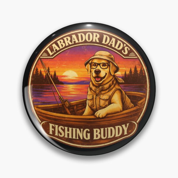 Item preview, Labrador Papa Fishing Buddy Gift – Retro Lake Sunset Dog Dad Fisherman Shirt designed and sold by PawPrintCustom.