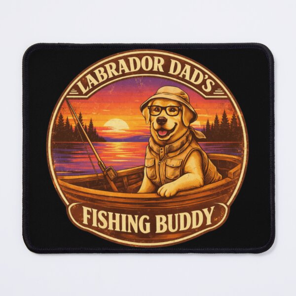 Item preview, Labrador Papa Fishing Buddy Gift – Retro Lake Sunset Dog Dad Fisherman Shirt designed and sold by PawPrintCustom.