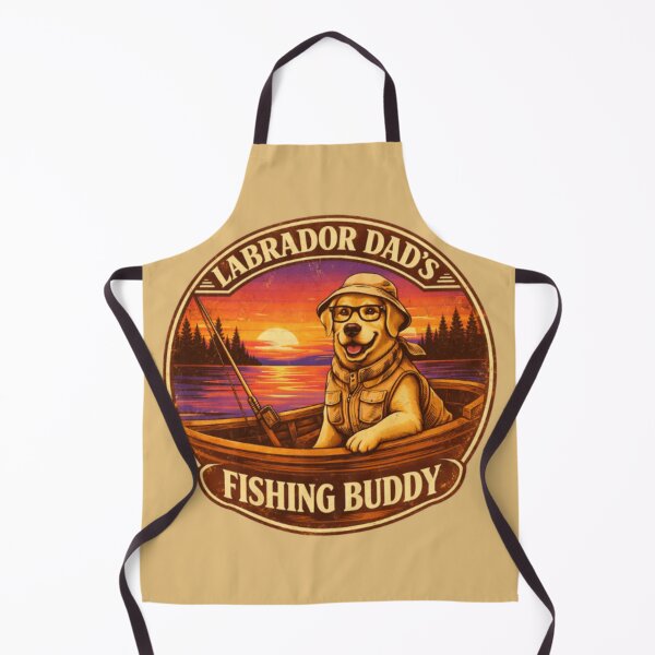 Item preview, Labrador Papa Fishing Buddy Gift – Retro Lake Sunset Dog Dad Fisherman Shirt designed and sold by PawPrintCustom.