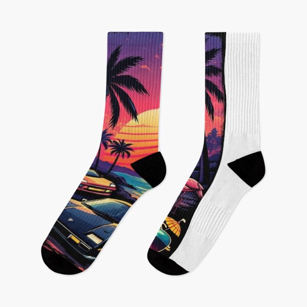Item preview, Retro 80s Miami Sunset – Synthwave Sports Cars & Neon Palm Trees designed and sold by OutofOfficeWear.