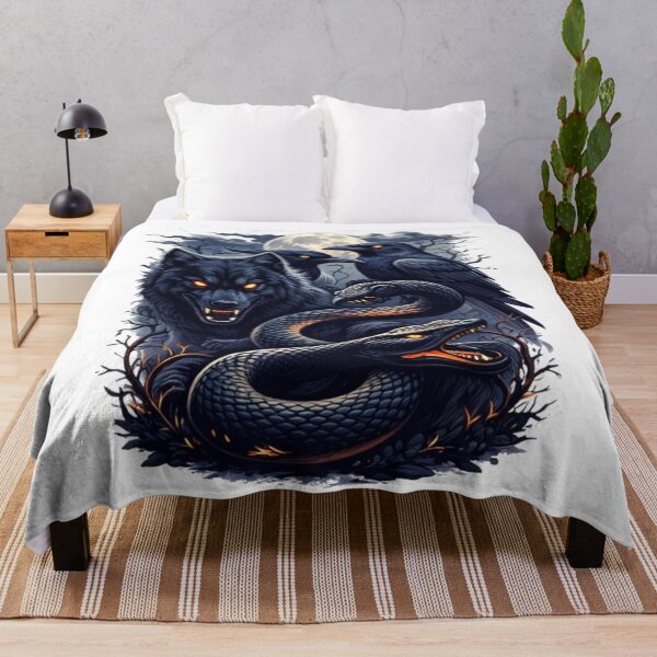 Item preview, Dark Gothic Wolf, Raven and Snake Art – Full Moon Fantasy Animal Illustration designed and sold by OutofOfficeWear.