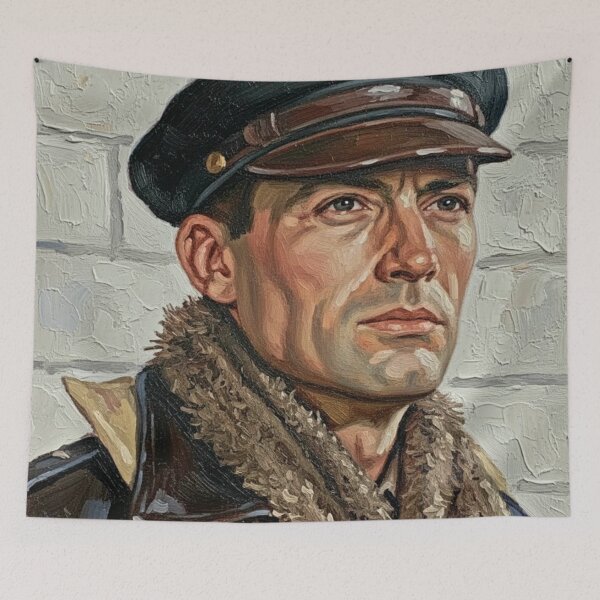 Item preview, The Noble Aviator: Gregory Peck Military Impasto Portrait designed and sold by Art's Diner.