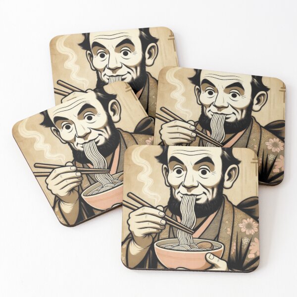 Item preview, “Four Score & Seven Slurps Ago — Lincoln Rises in the Ramenverse” designed and sold by Print Fiction.