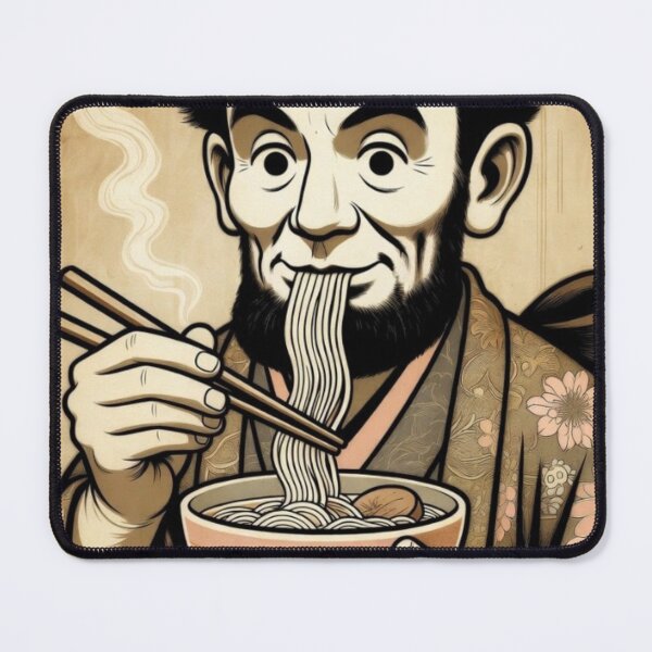 Item preview, “Four Score & Seven Slurps Ago — Lincoln Rises in the Ramenverse” designed and sold by Print Fiction.