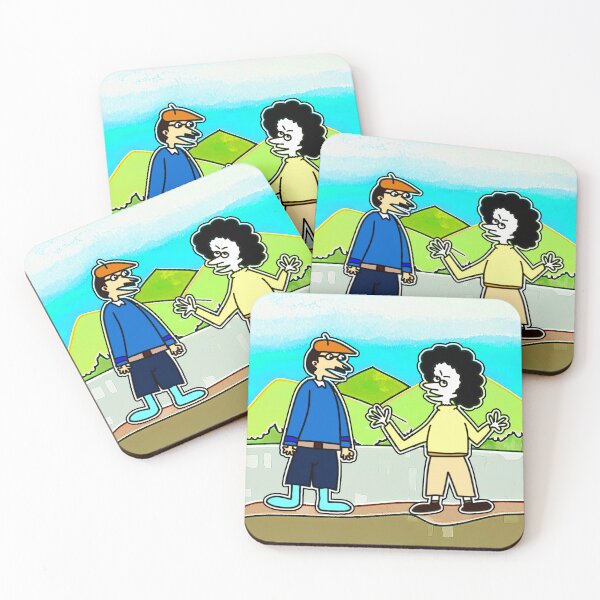 Item preview, "Cartoon Duo Conversing in Vibrant Landscape" designed and sold by nighttime1990.