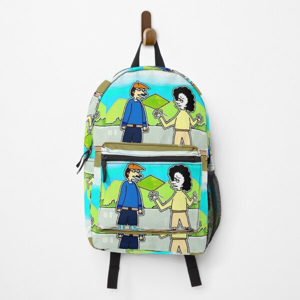 Item preview, "Cartoon Duo Conversing in Vibrant Landscape" designed and sold by nighttime1990.