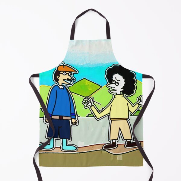 Item preview, "Cartoon Duo Conversing in Vibrant Landscape" designed and sold by nighttime1990.