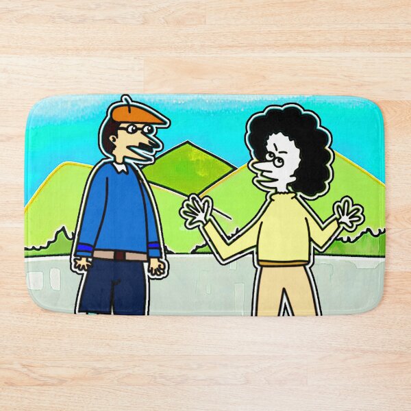 Item preview, "Cartoon Duo Conversing in Vibrant Landscape" designed and sold by nighttime1990.