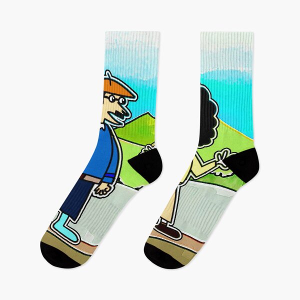 Item preview, "Cartoon Duo Conversing in Vibrant Landscape" designed and sold by nighttime1990.