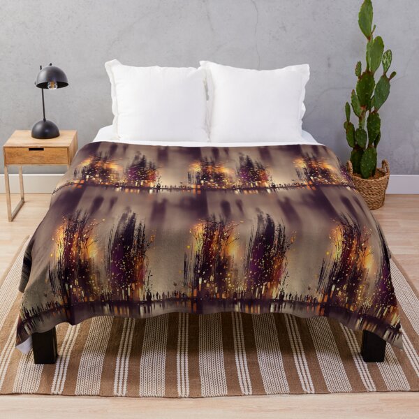 Item preview, Golden Rain Over Dark Abstract City designed and sold by Piotrek0001.