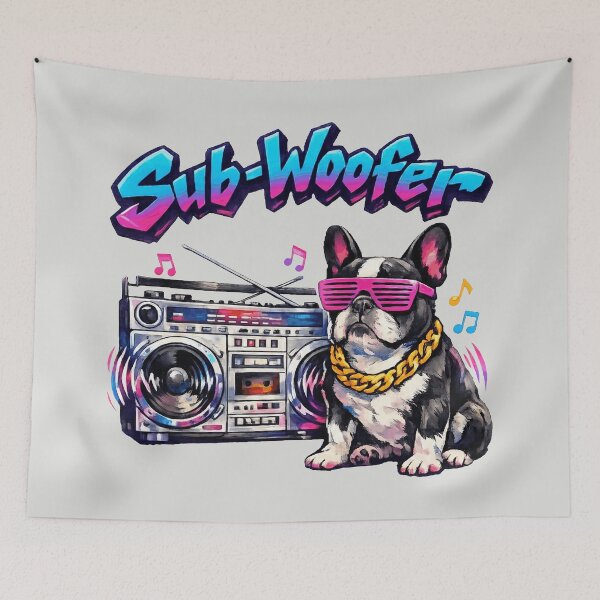 Item preview, Sub-Woofer - Retro 80s Frenchie designed and sold by DigitalGlade.
