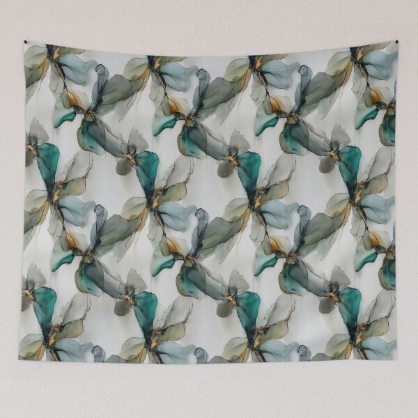 Item preview, Grey and Green Flowing Alcohol Ink Art designed and sold by Piotrek0001.