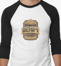 Vintage Retro Style Denim Logo Men's Baseball ¾ T-Shirt