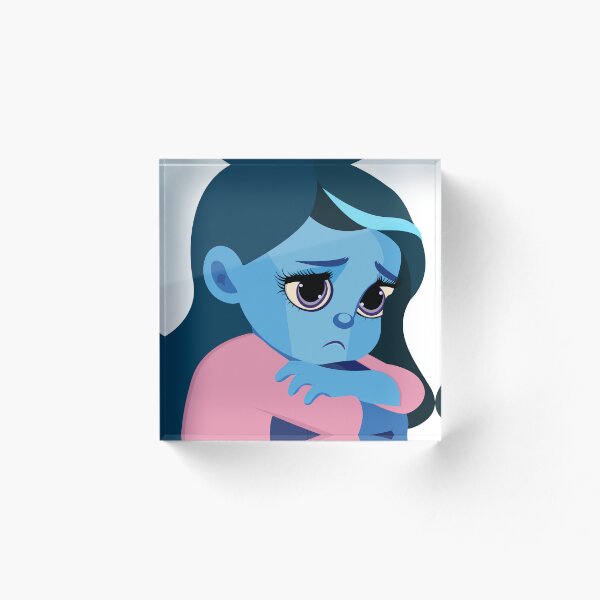 Aperçu de l'œuvre Autocollant fille bleue triste créée et vendue par DesignbyAnnaM.
