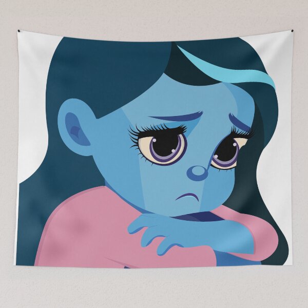Item preview, Sad Blue Girl Sticker designed and sold by DesignbyAnnaM.