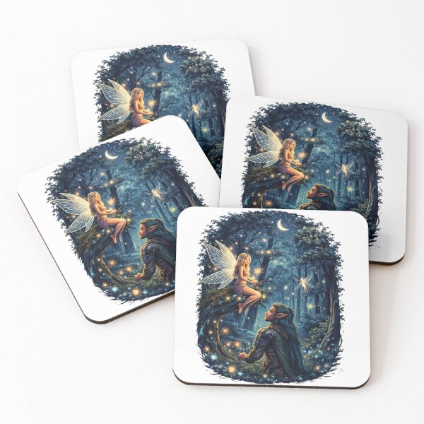 Item preview, Enchanted Forest Fairy and Elf – Magical Fantasy Moonlight Illustration designed and sold by OutofOfficeWear.