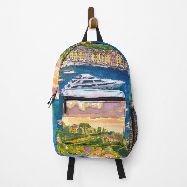 Item preview, Portofino Harbor Sunrise Travel Art with Yachts and Mediterranean Light designed and sold by artshop77.