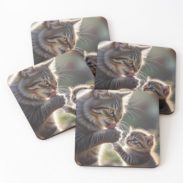 Item preview, Cute Copycat Kitten and Mother Cat Grooming designed and sold by Jaani-T.