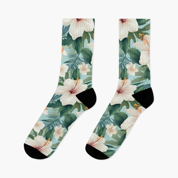 Item preview, Hibiscus Pattern Blue Green White designed and sold by Eclectic Monkey.