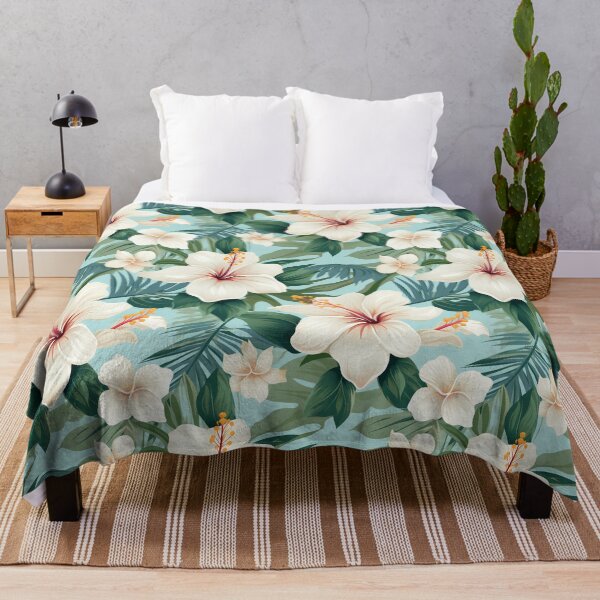 Item preview, Hibiscus Pattern Blue Green White designed and sold by Eclectic Monkey.